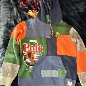 Polo Ralph Lauren Country Dry Goods Denim Fleece RL Trails Patchwork Hoodie